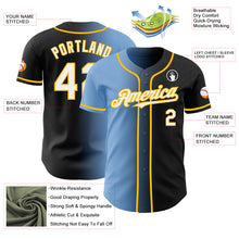 Load image into Gallery viewer, Custom Black White Light Blue-Gold Authentic Gradient Fashion Baseball Jersey