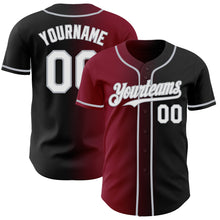 Load image into Gallery viewer, Custom Black White Crimson-Gray Authentic Gradient Fashion Baseball Jersey