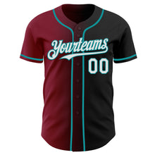 Load image into Gallery viewer, Custom Black White Crimson-Teal Authentic Gradient Fashion Baseball Jersey