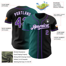 Load image into Gallery viewer, Custom Black Purple Teal-White Authentic Gradient Fashion Baseball Jersey