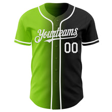 Load image into Gallery viewer, Custom Black White-Neon Green Authentic Gradient Fashion Baseball Jersey