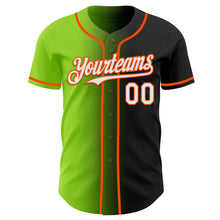 Load image into Gallery viewer, Custom Black White Neon Green-Orange Authentic Gradient Fashion Baseball Jersey