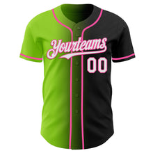 Load image into Gallery viewer, Custom Black White Neon Green-Pink Authentic Gradient Fashion Baseball Jersey