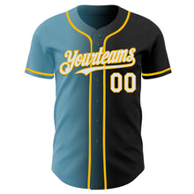 Load image into Gallery viewer, Custom Black White Shadow Blue-Gold Authentic Gradient Fashion Baseball Jersey