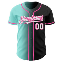 Load image into Gallery viewer, Custom Black White Ice Blue-Pink Authentic Gradient Fashion Baseball Jersey
