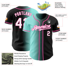 Load image into Gallery viewer, Custom Black White Ice Blue-Pink Authentic Gradient Fashion Baseball Jersey