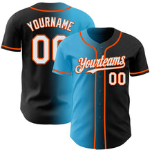 Load image into Gallery viewer, Custom Black White Sky Blue-Orange Authentic Gradient Fashion Baseball Jersey