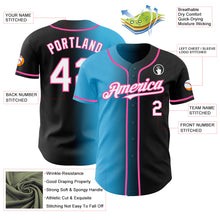 Load image into Gallery viewer, Custom Black White Sky Blue-Pink Authentic Gradient Fashion Baseball Jersey