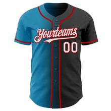 Load image into Gallery viewer, Custom Black White Panther Blue-Red Authentic Gradient Fashion Baseball Jersey