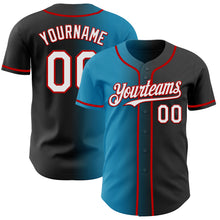 Load image into Gallery viewer, Custom Black White Panther Blue-Red Authentic Gradient Fashion Baseball Jersey