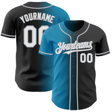 Load image into Gallery viewer, Custom Black White Panther Blue-Gray Authentic Gradient Fashion Baseball Jersey