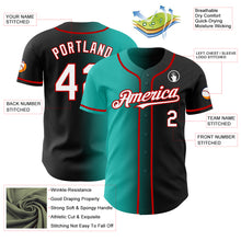 Load image into Gallery viewer, Custom Black White Aqua-Red Authentic Gradient Fashion Baseball Jersey