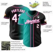 Load image into Gallery viewer, Custom Black White Aqua-Pink Authentic Gradient Fashion Baseball Jersey