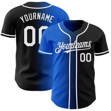 Load image into Gallery viewer, Custom Black White-Thunder Blue Authentic Gradient Fashion Baseball Jersey