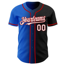 Load image into Gallery viewer, Custom Black White Thunder Blue-Red Authentic Gradient Fashion Baseball Jersey