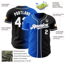 Load image into Gallery viewer, Custom Black White Thunder Blue-Gray Authentic Gradient Fashion Baseball Jersey