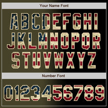Load image into Gallery viewer, Custom Black Vintage USA Flag Olive-Cream Authentic Gradient Fashion Baseball Jersey