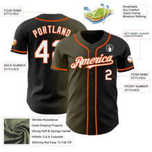 Load image into Gallery viewer, Custom Black White Olive-Orange Authentic Gradient Fashion Baseball Jersey