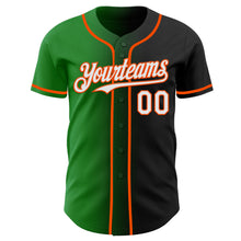 Load image into Gallery viewer, Custom Black White Grass Green-Orange Authentic Gradient Fashion Baseball Jersey