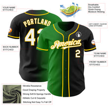 Load image into Gallery viewer, Custom Black White Grass Green-Yellow Authentic Gradient Fashion Baseball Jersey