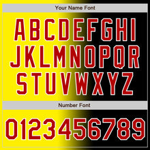 Load image into Gallery viewer, Custom Black Red Light Yellow-White Authentic Gradient Fashion Baseball Jersey