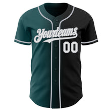Load image into Gallery viewer, Custom Black White Midnight Green-Gray Authentic Gradient Fashion Baseball Jersey