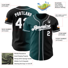 Load image into Gallery viewer, Custom Black White Midnight Green-Gray Authentic Gradient Fashion Baseball Jersey