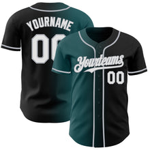 Load image into Gallery viewer, Custom Black White Midnight Green-Gray Authentic Gradient Fashion Baseball Jersey