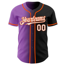 Load image into Gallery viewer, Custom Black White Medium Purple-Orange Authentic Gradient Fashion Baseball Jersey