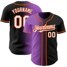 Load image into Gallery viewer, Custom Black White Medium Purple-Orange Authentic Gradient Fashion Baseball Jersey