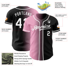 Load image into Gallery viewer, Custom Black White-Light Pink Authentic Gradient Fashion Baseball Jersey