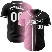 Load image into Gallery viewer, Custom Black White-Light Pink Authentic Gradient Fashion Baseball Jersey