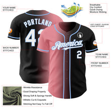 Load image into Gallery viewer, Custom Black White Medium Pink-Light Blue Authentic Gradient Fashion Baseball Jersey