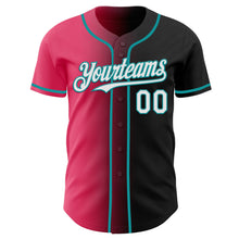Load image into Gallery viewer, Custom Black White Neon Pink-Teal Authentic Gradient Fashion Baseball Jersey