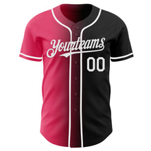 Load image into Gallery viewer, Custom Black White-Neon Pink Authentic Gradient Fashion Baseball Jersey