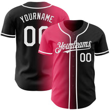 Load image into Gallery viewer, Custom Black White-Neon Pink Authentic Gradient Fashion Baseball Jersey