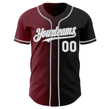 Load image into Gallery viewer, Custom Black White Burgundy-Gray Authentic Gradient Fashion Baseball Jersey