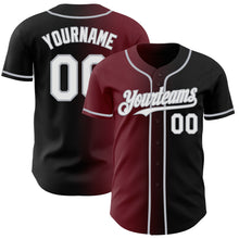 Load image into Gallery viewer, Custom Black White Burgundy-Gray Authentic Gradient Fashion Baseball Jersey