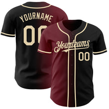 Load image into Gallery viewer, Custom Black Cream-Burgundy Authentic Gradient Fashion Baseball Jersey