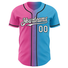 Load image into Gallery viewer, Custom Sky Blue White Pink-Black Authentic Gradient Fashion Baseball Jersey