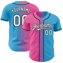 Load image into Gallery viewer, Custom Sky Blue White Pink-Black Authentic Gradient Fashion Baseball Jersey
