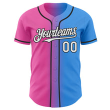 Load image into Gallery viewer, Custom Electric Blue White Pink-Black Authentic Gradient Fashion Baseball Jersey