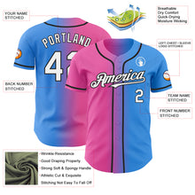 Load image into Gallery viewer, Custom Electric Blue White Pink-Black Authentic Gradient Fashion Baseball Jersey