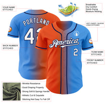 Load image into Gallery viewer, Custom Electric Blue White Orange-Navy Authentic Gradient Fashion Baseball Jersey