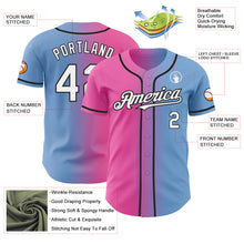 Load image into Gallery viewer, Custom Light Blue White Pink-Black Authentic Gradient Fashion Baseball Jersey