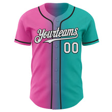 Load image into Gallery viewer, Custom Aqua White Pink-Black Authentic Gradient Fashion Baseball Jersey