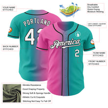 Load image into Gallery viewer, Custom Aqua White Pink-Black Authentic Gradient Fashion Baseball Jersey