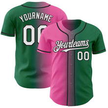Load image into Gallery viewer, Custom Kelly Green White Pink-Black Authentic Gradient Fashion Baseball Jersey