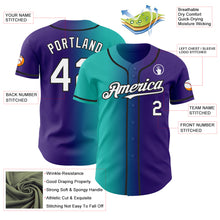 Load image into Gallery viewer, Custom Purple White Aqua-Black Authentic Gradient Fashion Baseball Jersey