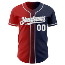 Load image into Gallery viewer, Custom Navy White Red-Gray Authentic Gradient Fashion Baseball Jersey
